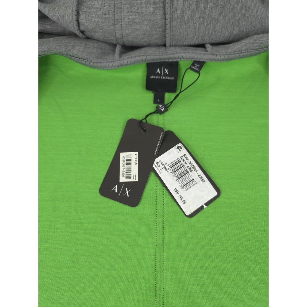 Armani Exchange A|X NWT MSRP $140 Men's zip-up hooded sweatshirt Gray Neon Green - Picture 5 of 8